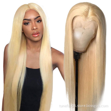 613 Blonde Lace Front Wig Honey Blonde Middle Part Straight Human Hair Wigs 28 inch Transparent Glueless Wigs For Women 150%